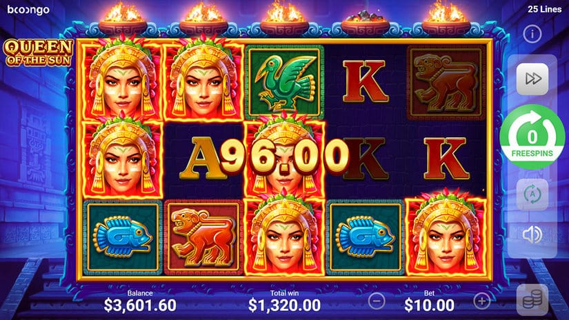 Queen of the Sun slot screen 1