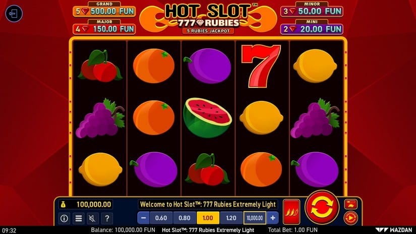 Hot Slot™: 777 Rubies Extremely Light slot screen 1