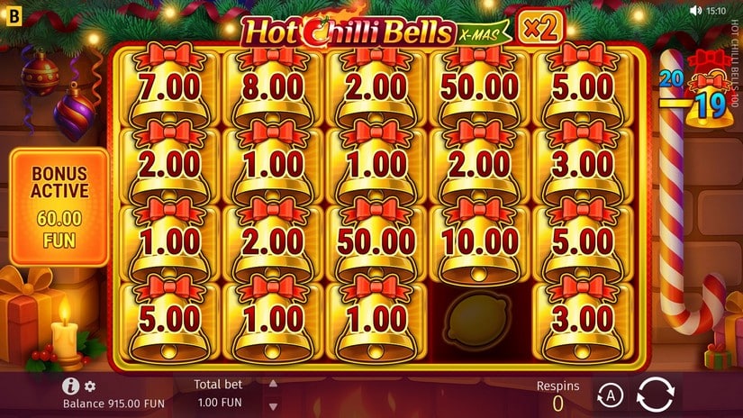 Hot Chilli Bells 100 Xmas slot screen 6