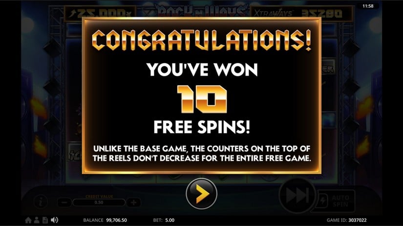 Rock N’ Ways XtraWays slot screen 3