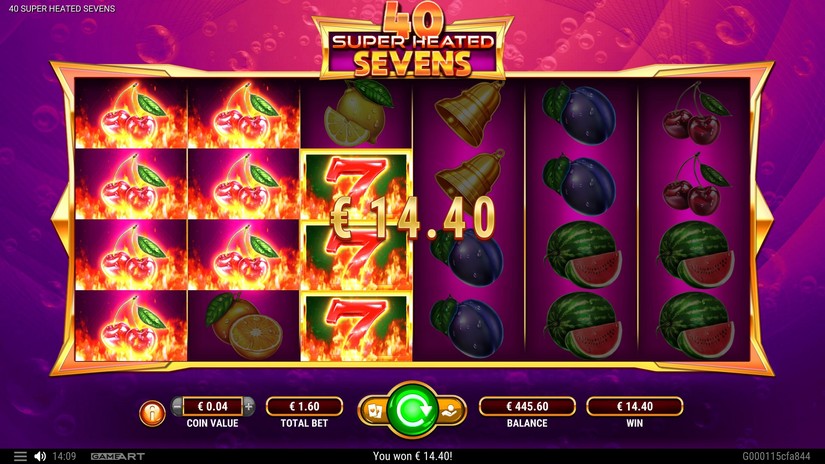 40 Super Heated Sevens slot screen 3