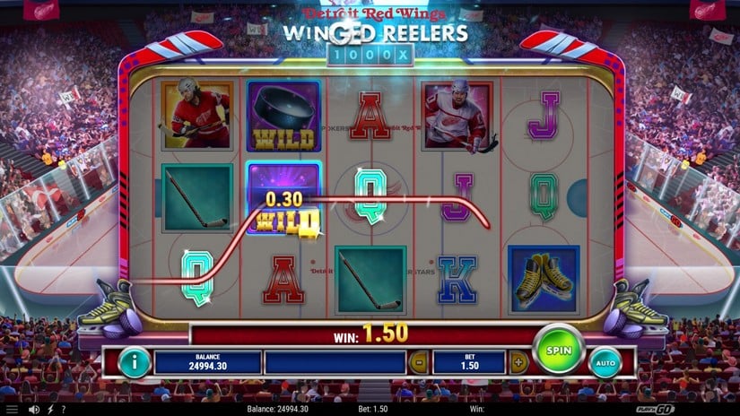 Detroit Red Wings Winged Reelers slot screen 3