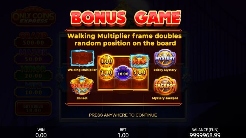 Only Coins Express slot screen 3