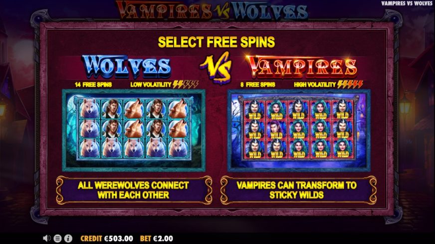 Vampires vs Wolves slot screen 3