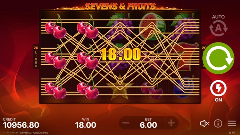 Sevens&Fruits: 20 Lines slot screen 2