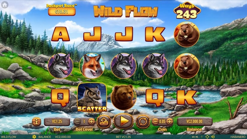 Wild Flow slot screen 1