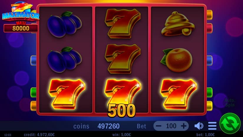 Maximator slot screen 4