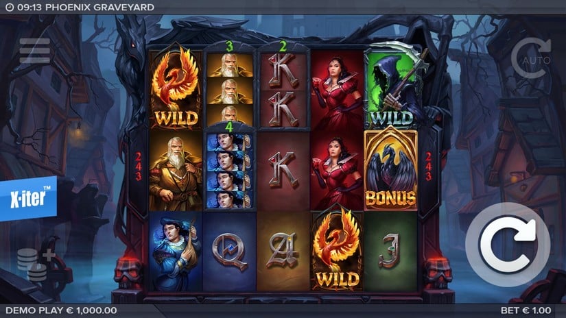 Phoenix Graveyard slot screen 1