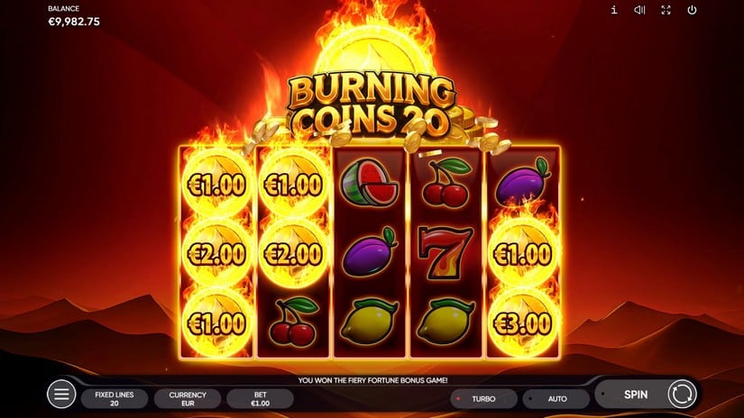 Burning Coins 20 slot screen 3
