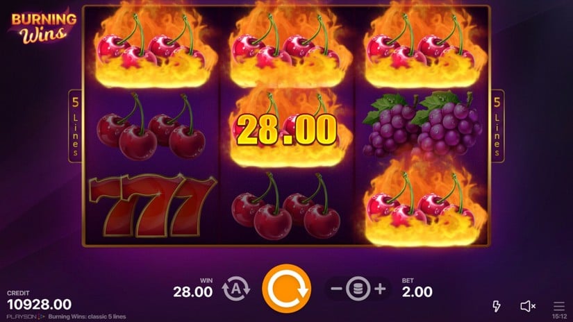 Burning Wins: classic 5 lines slot screen 4