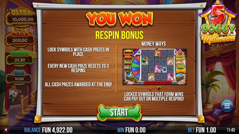 5 Doggy Millionaires Dream Drop slot screen 3