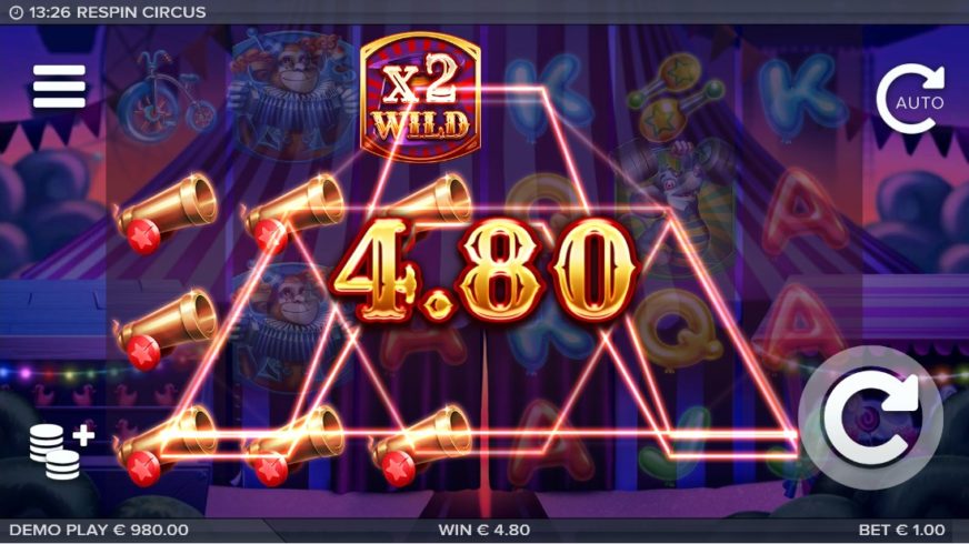 Respin Circus slot screen 2