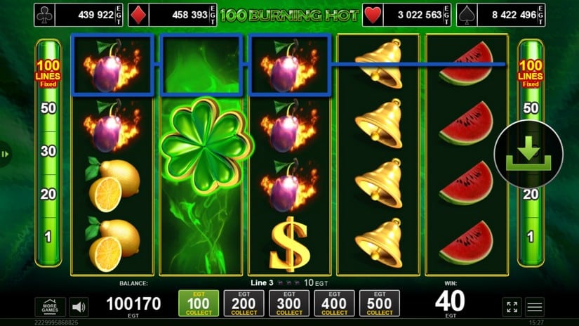 100 Burning Hot slot screen 4