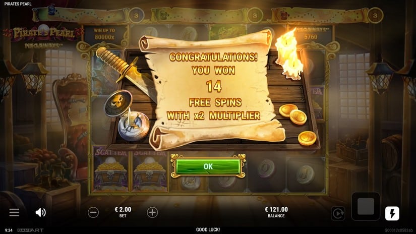 Pirate’s Pearl Megaways slot screen 3