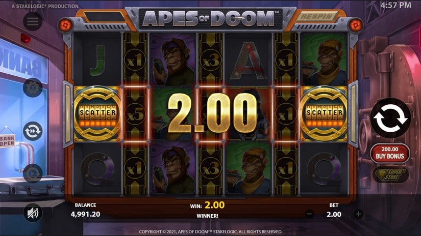 Apes of Doom slot screen 2