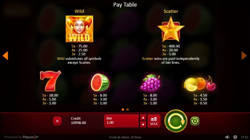 Fruits & Joker slot screen 2