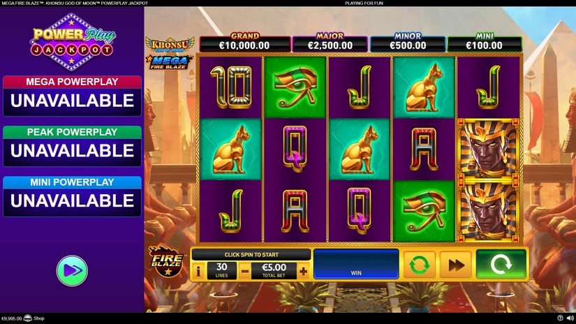Mega Fire Blaze: Khonsu God of Moon Powerplay Jackpot slot screen 1