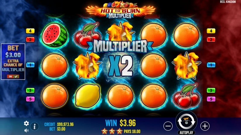 Hot to Burn Multiplier slot screen 3