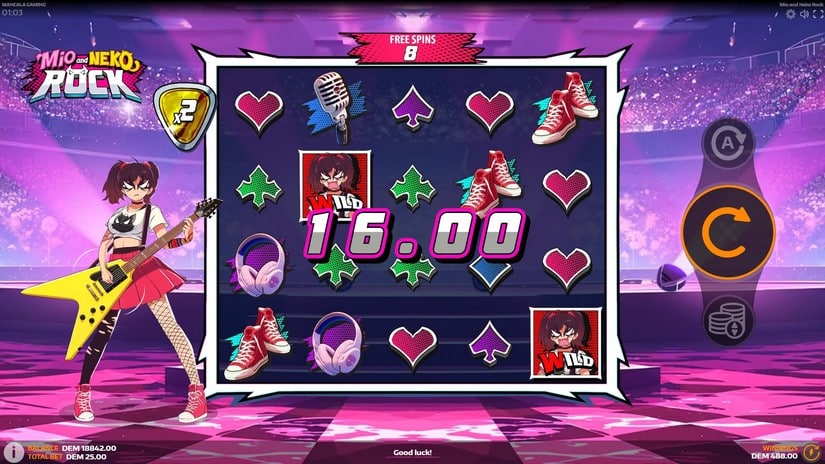 Mio and Neko Rock slot screen 5