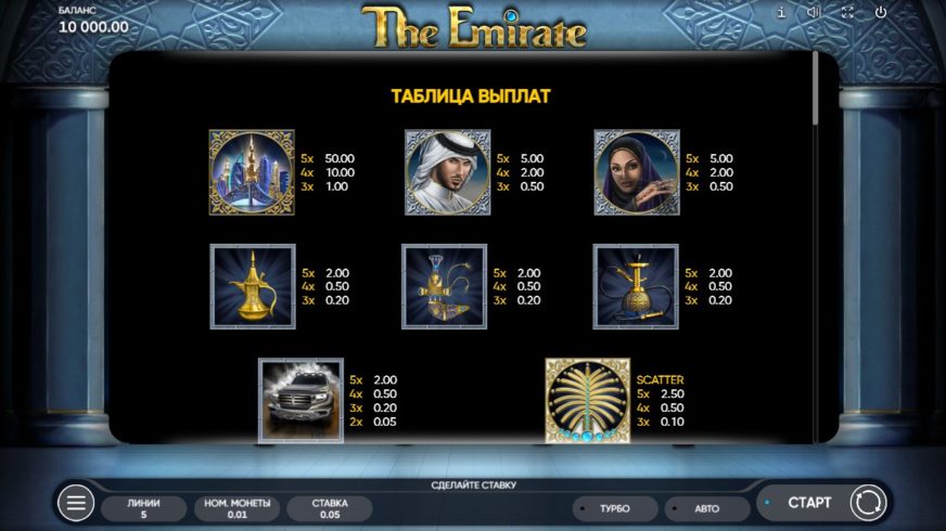 The Emirate slot screen 2