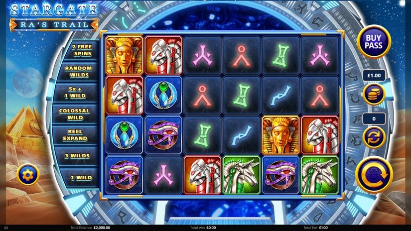 Stargate Ra’s Trail slot screen 1