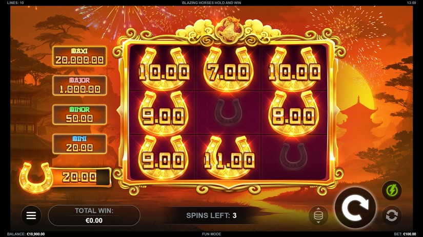 Blazing Horses Hold and Win slot screen 3