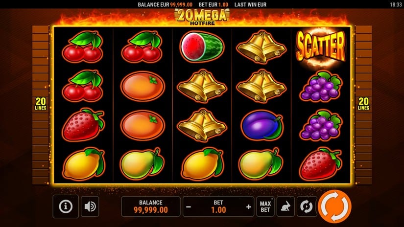 20 Mega Hotfire slot screen 1
