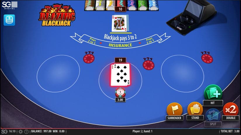 Blazing 7s Blackjack slot screen 2
