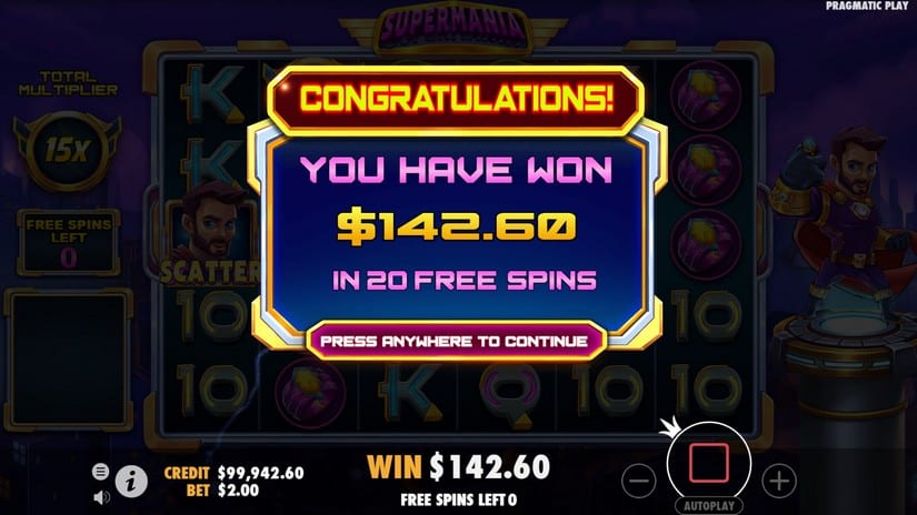 Supermania slot screen 6