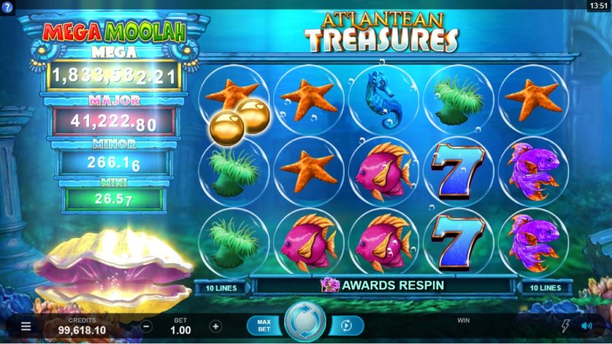 Atlantean Treasures Mega Moolah slot screen 4