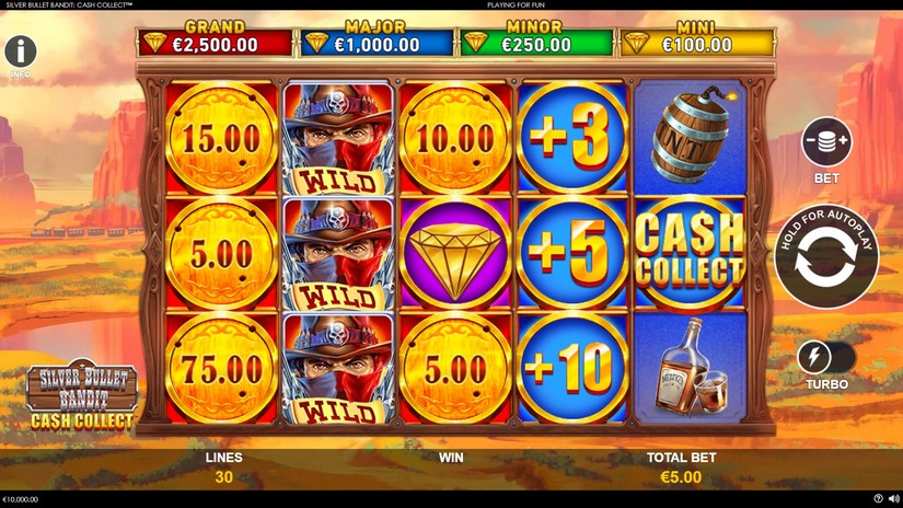Silver Bullet Bandit Cash Collect slot screen 1