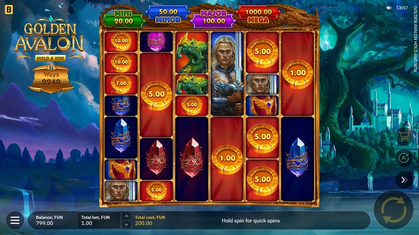 Golden Avalon Hold and Win slot screen 2