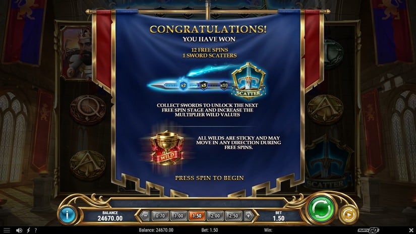 The Sword and the Grail Excalibur slot screen 3