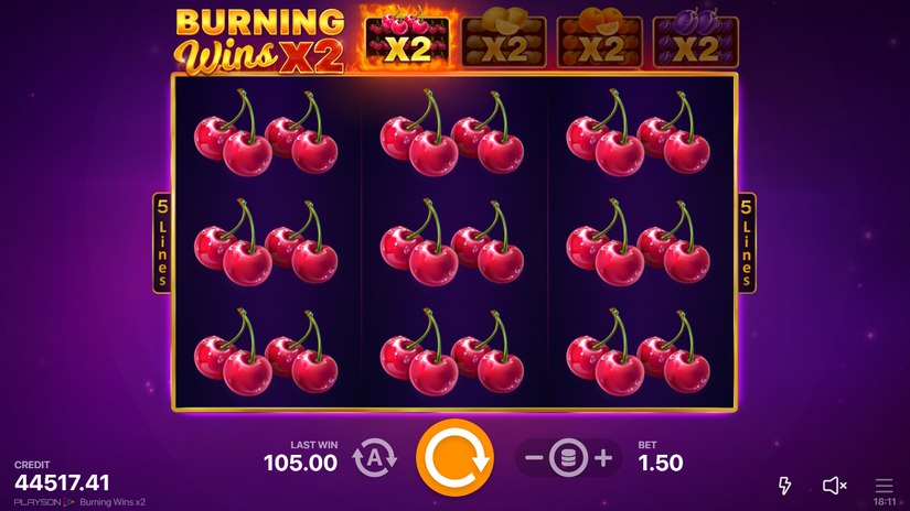 Burning Wins x2 slot screen 3