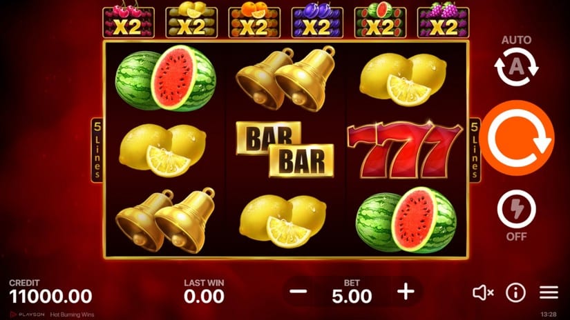 Hot Burning Wins slot screen 1