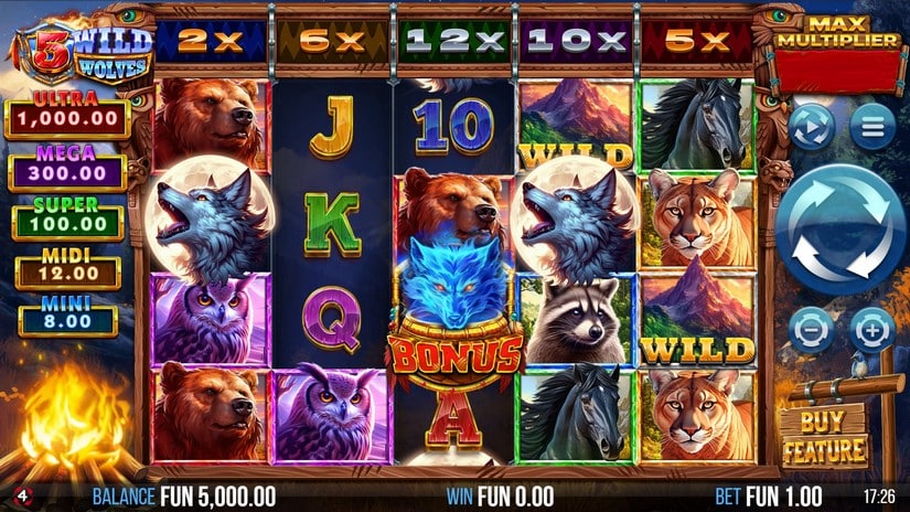 5 Wild Wolves slot screen 1