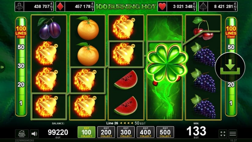 100 Burning Hot slot screen 3