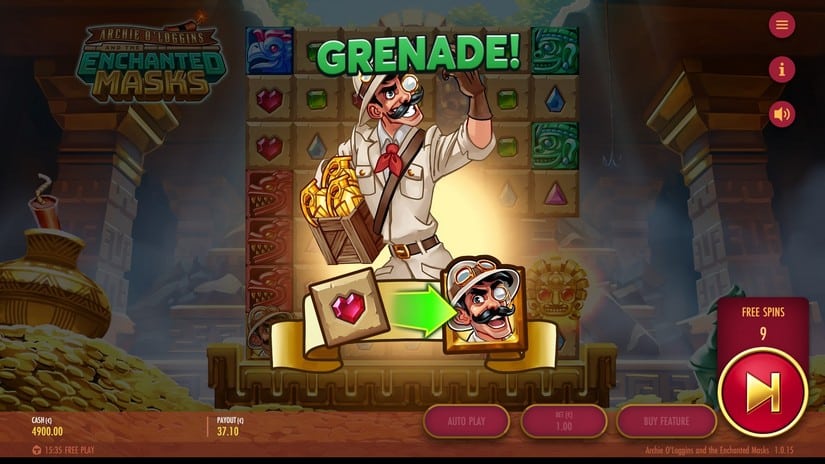 Archie O’Loggins and the Enchanted Masks slot screen 3