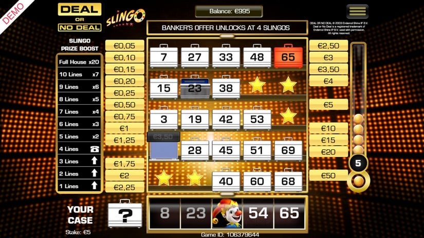 Deal Or No Deal Slingo slot screen 4