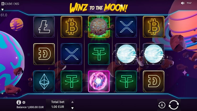 Winz to the Moon slot screen 1