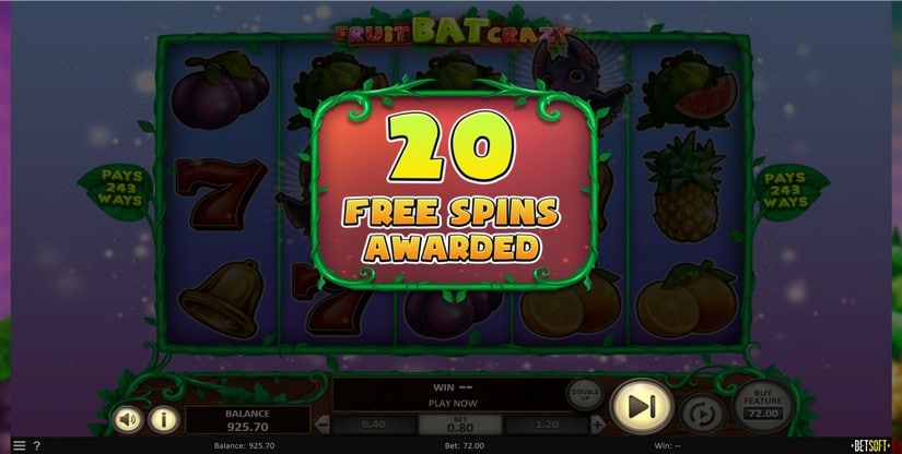 Fruitbat Crazy slot screen 3