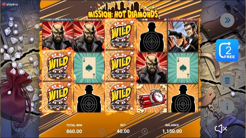 Mission: Hot diamond`s slot screen 4