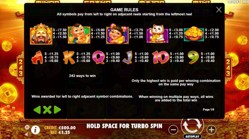 Caishen’s Cash slot screen 2