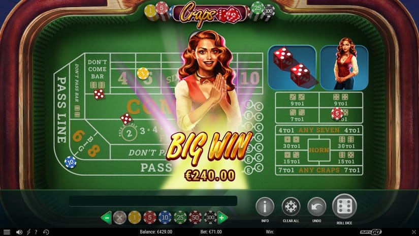 Craps slot screen 1