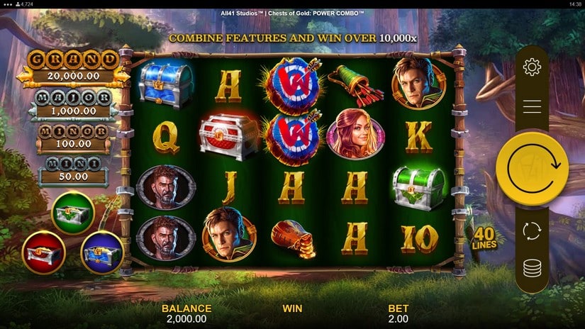 Chests of Gold Power Combo slot screen 1