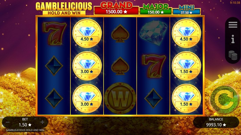 Gamblelicious Hold and Win slot screen 2