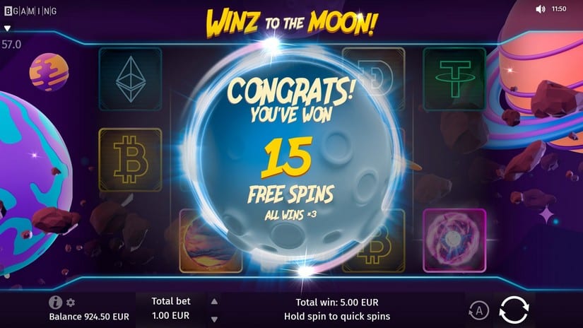 Winz to the Moon slot screen 4