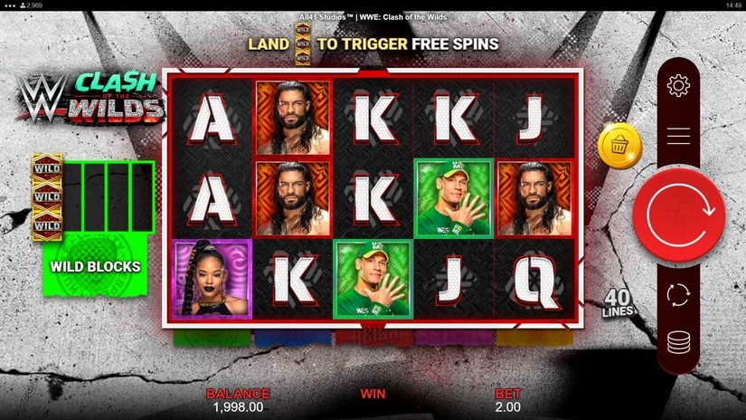 WWE Clash of the Wilds slot screen 1