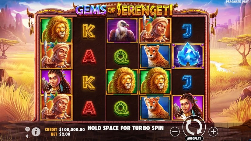 Gems of Serengeti slot screen 1