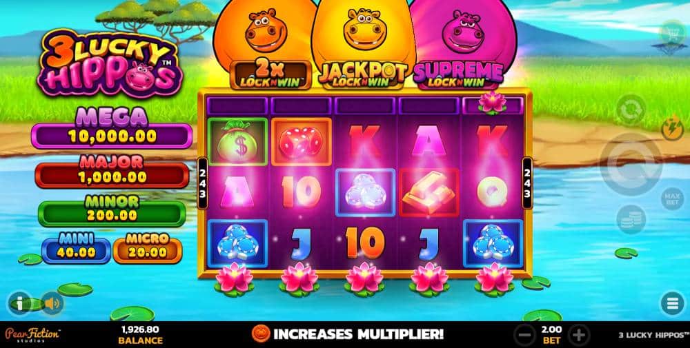 Play free 3 Lucky Hippos online slot